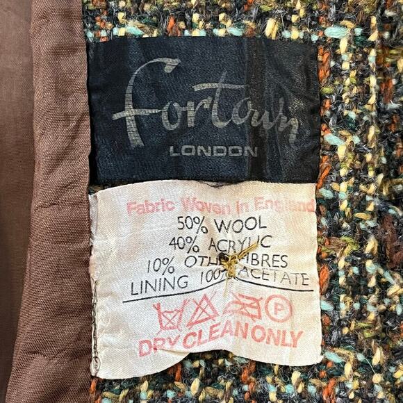 Vintage 1970s Fortown London Tweed Coat sz Small old money mod retro preppy boho - Picture 10 of 15